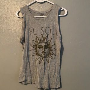 Light Grey Tank Top with Sun Design